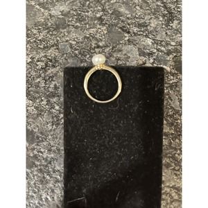 BJ Gold Plated over 925 Sterling Silver Ring w/Imitation Pearl Size 7